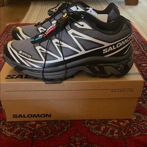 Salomon XT6 GTX Gore Tex. Black, Ebony, Lunar rock. Size 7W.